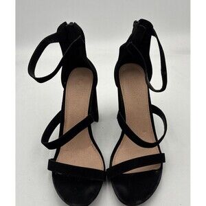 LILIANA Black suede Leather Strap Heels  Shoes Size 9